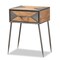 Baxton Studio Laurel Rustic Antique Grey Metal and Whitewashed Oak Brown Finished Wood 1-Drawer Nightstand 182-11738-Zoro - alternate 1